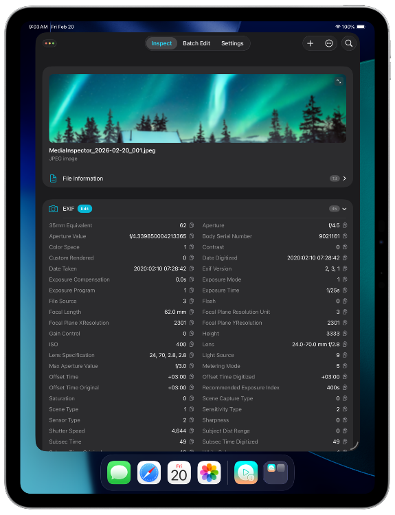 Media Inspector App Screenshot